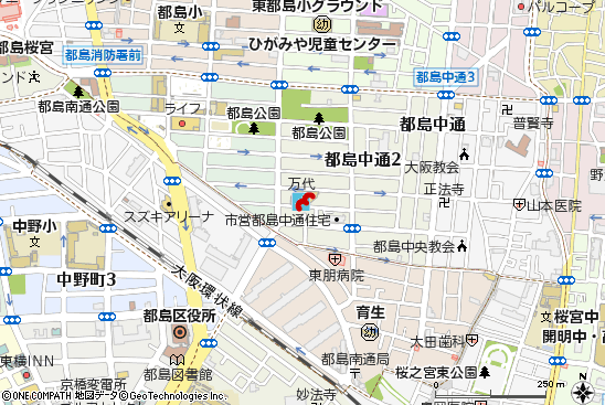 都島店付近の地図